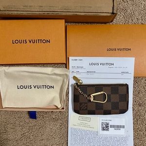 Auth NWT Louis Vuitton Key Pouch Damier Ebene